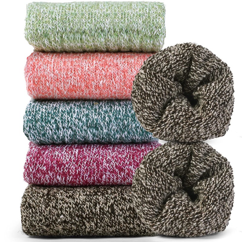 Jeasona Warm Winter Wool Socks for Women Thermal Thick Socks Gifts for Women Mom (Multicolored Light) - Image 1